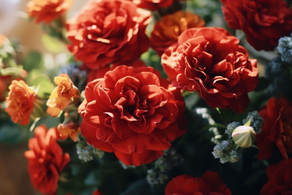 bouquets de fleurs rouge romantiques